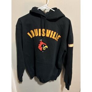 Vintage Y2k College Ware Louisville Cardinals Black Hoodie Men's Medium Made USA